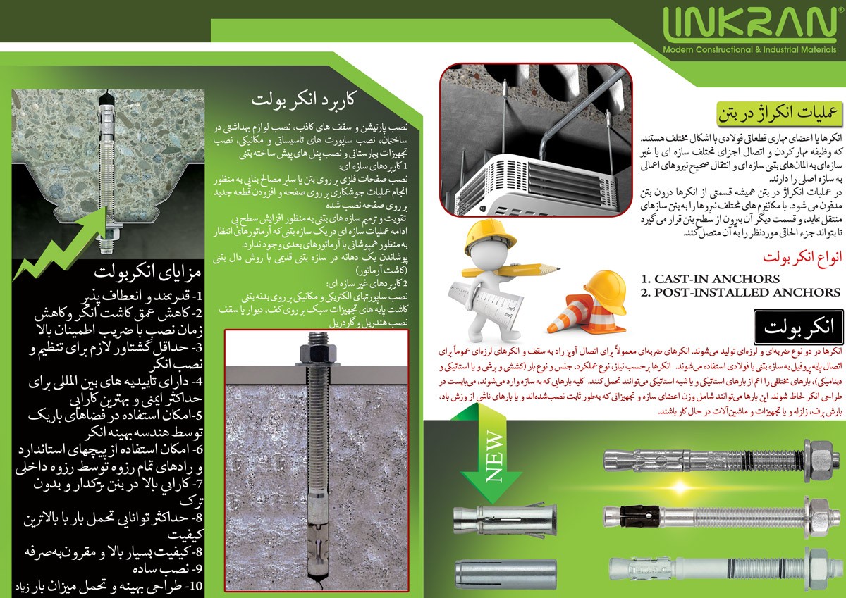 انکربولت مکانیکی ، انکر شیمیایی ; کاربرد و مزایای آنها